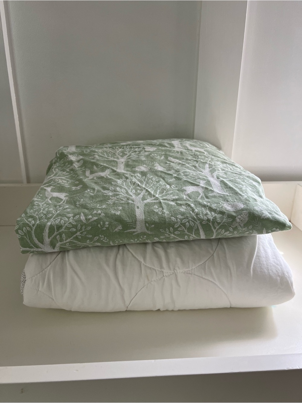 IKEA Green and White Tree Print Cotton Duvet Cover and Insert